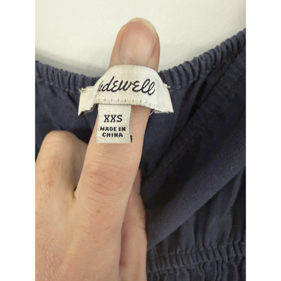 Madewell Navy Blue Tank Top Jumpsuit Linen Blend Elastic Waist Wide Leg Size XXS - Picture 3 of 9